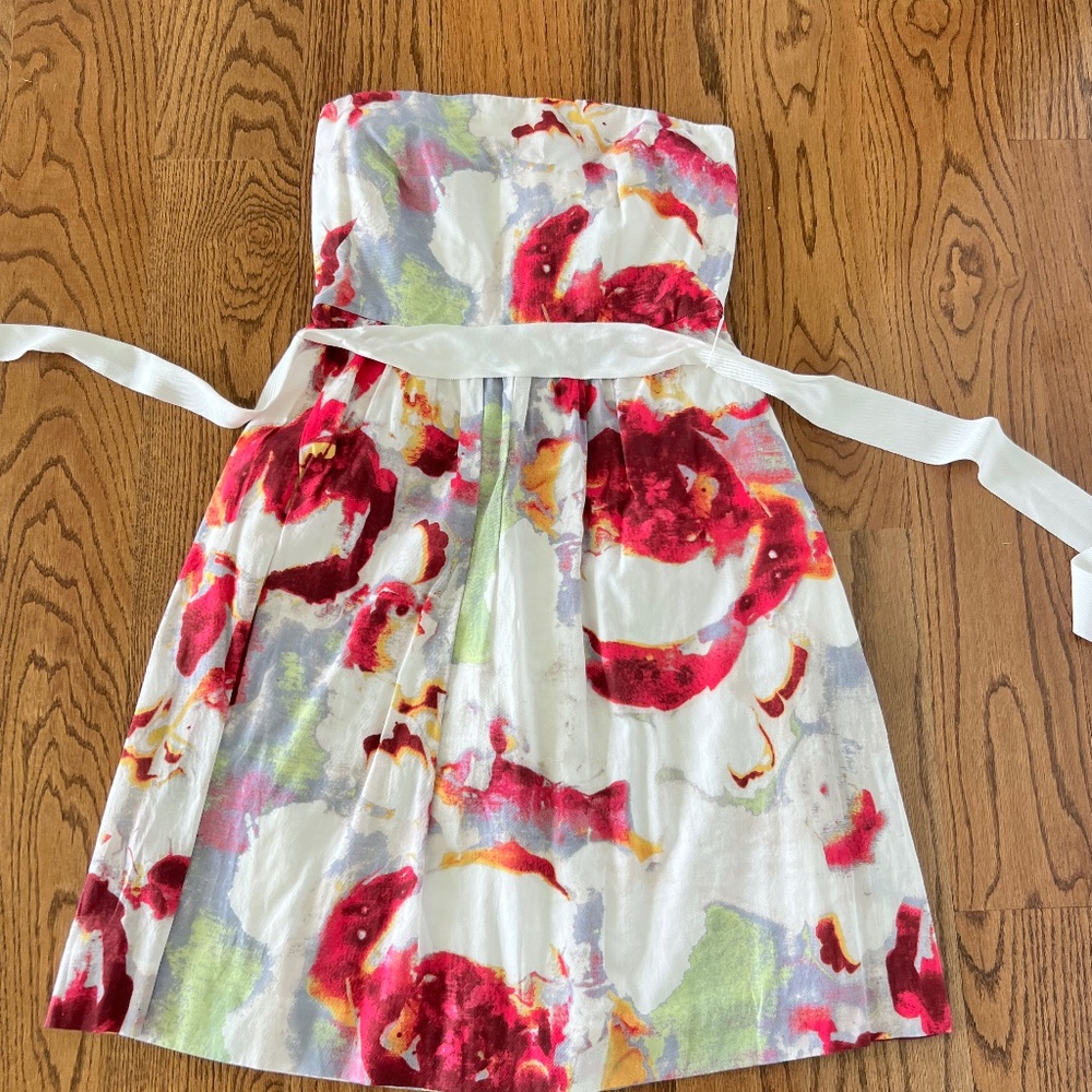 Banana Republic strapless abstract floral dress, size 4 EUC